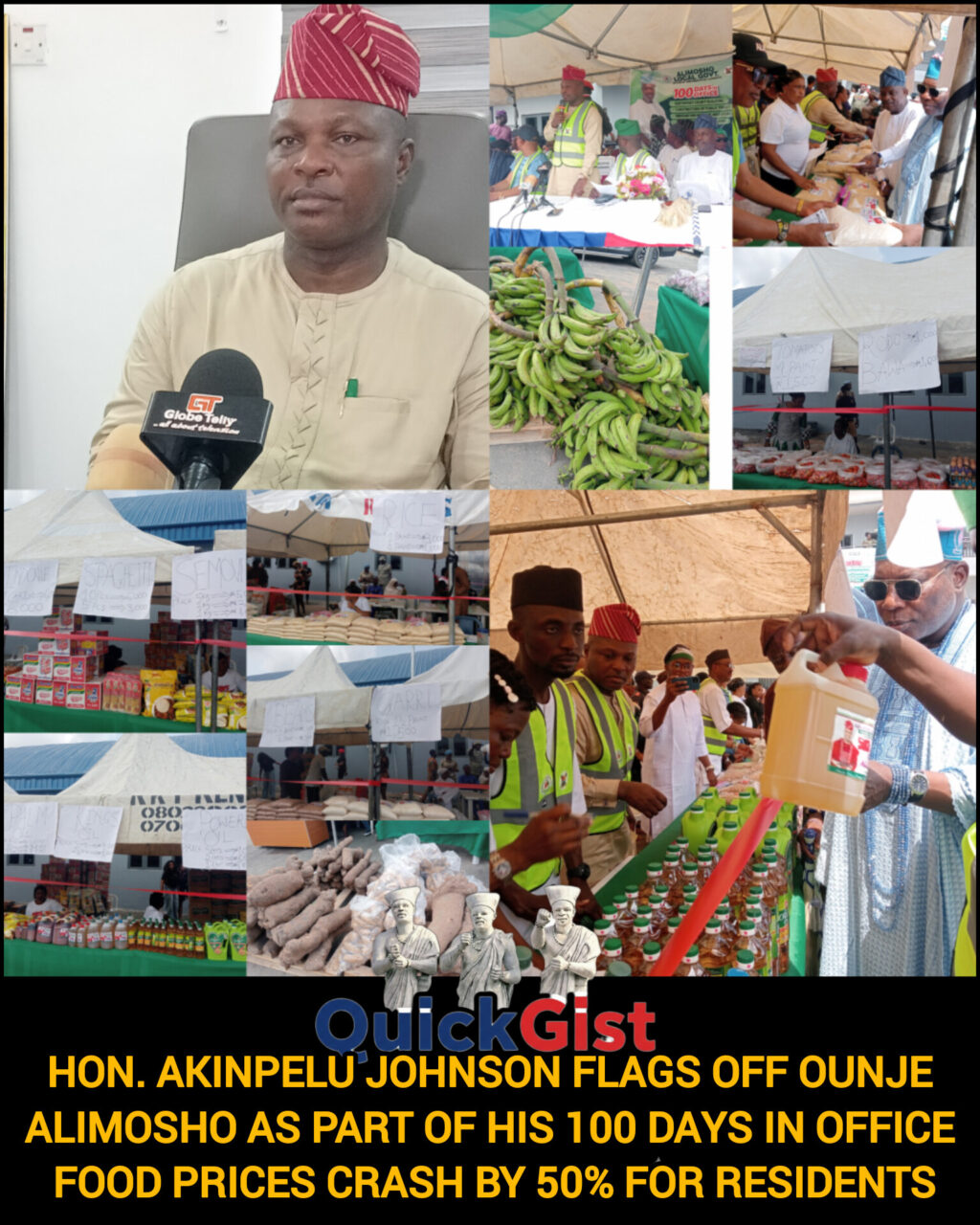 HON. AKINPELU JOHNSON FLAGS OFF OUNJE ALIMOSHO AS PART OF HIS 100 DAYS IN OFFICE — FOOD PRICES CRASH BY 50% FOR RESIDENTS